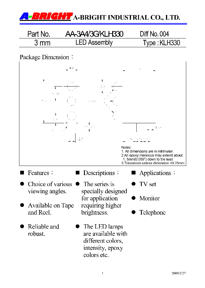 AA-3A4-3G-KLH33009_5063676.PDF Datasheet