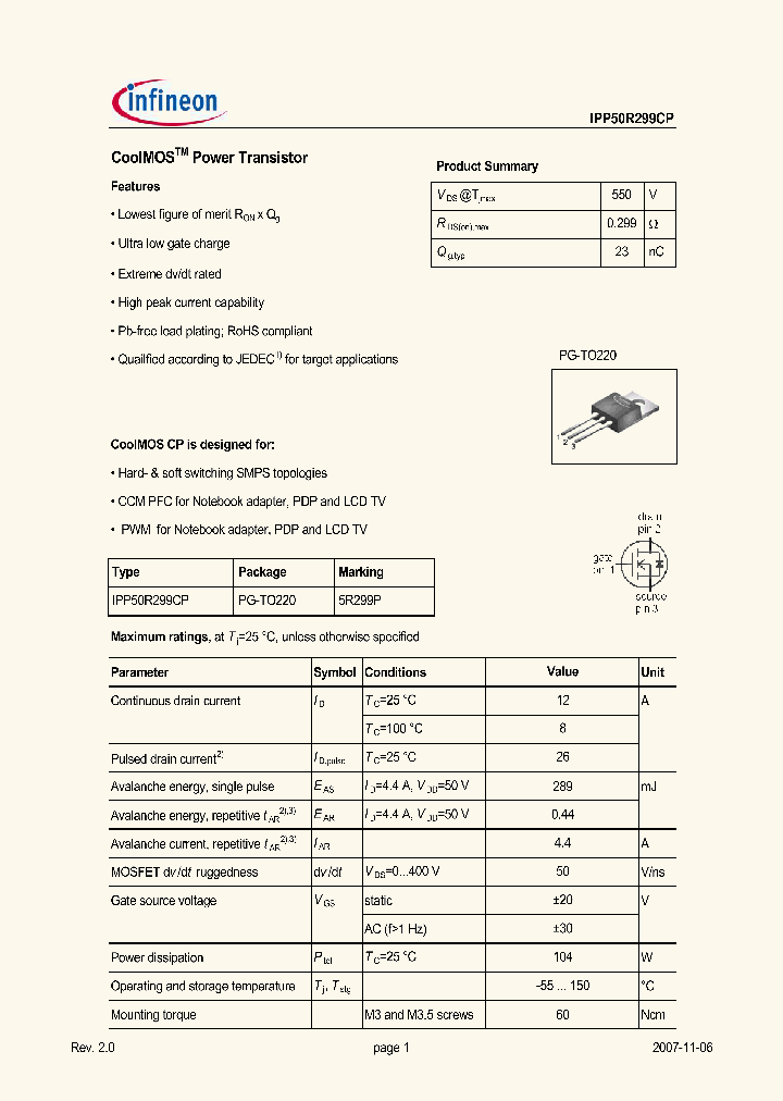 IPP50R299CP_5064361.PDF Datasheet