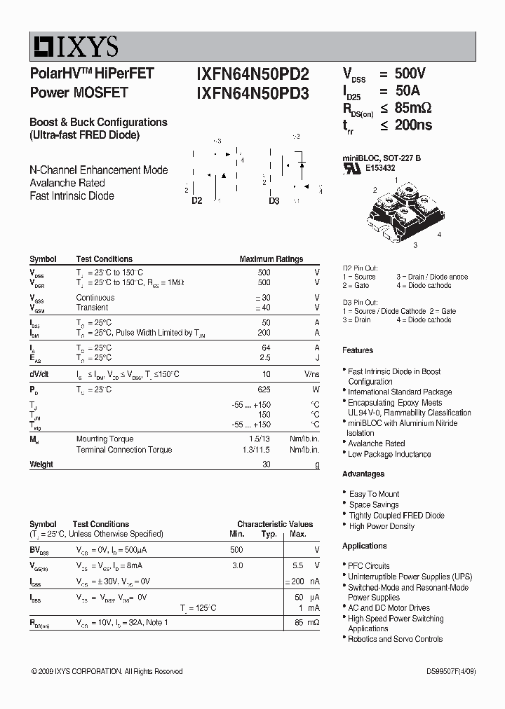 IXFN64N50PD2_5064467.PDF Datasheet