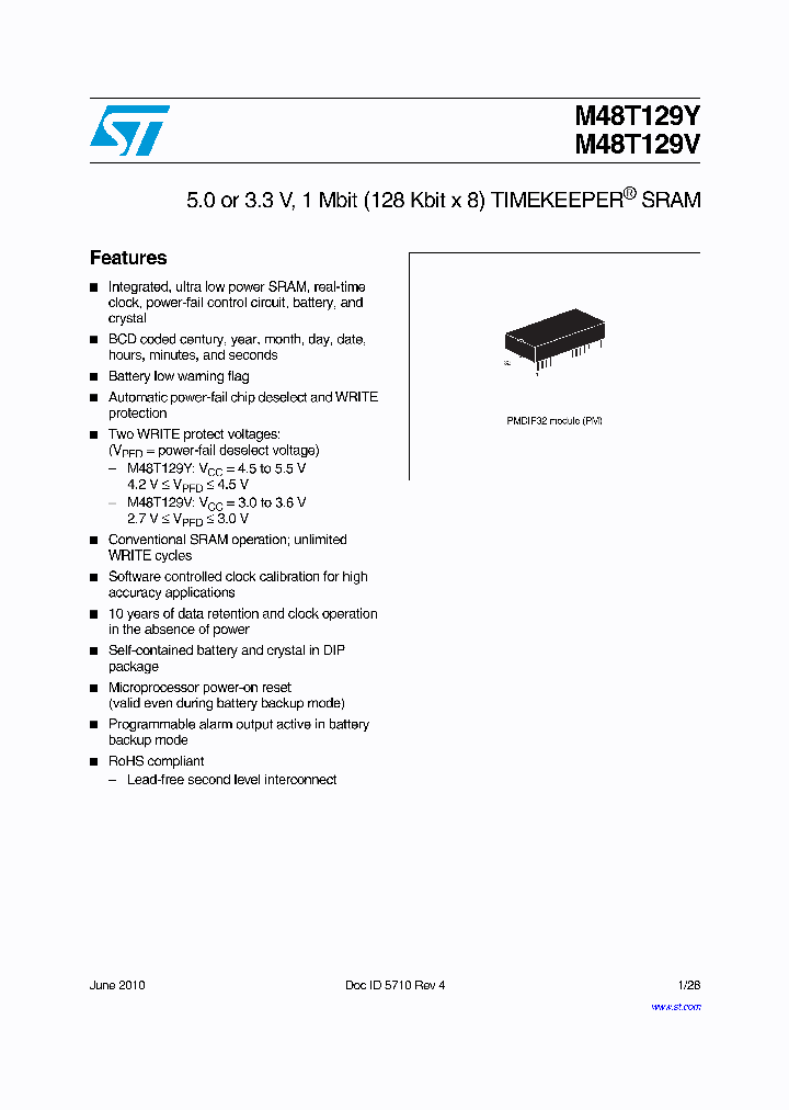 M48T129V-70PM1_5066295.PDF Datasheet