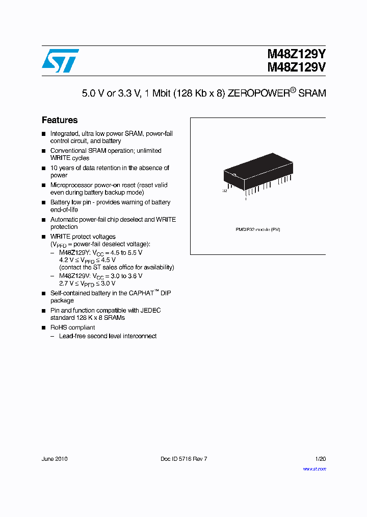 M48Z129V-70PM1_5066296.PDF Datasheet