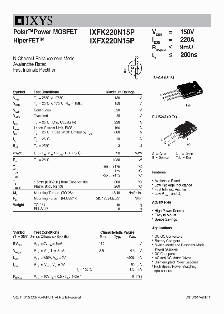 IXFK220N15P_5066747.PDF Datasheet