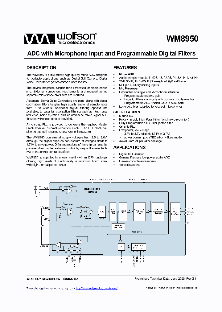 WM8950GEFLRV_3278.PDF Datasheet