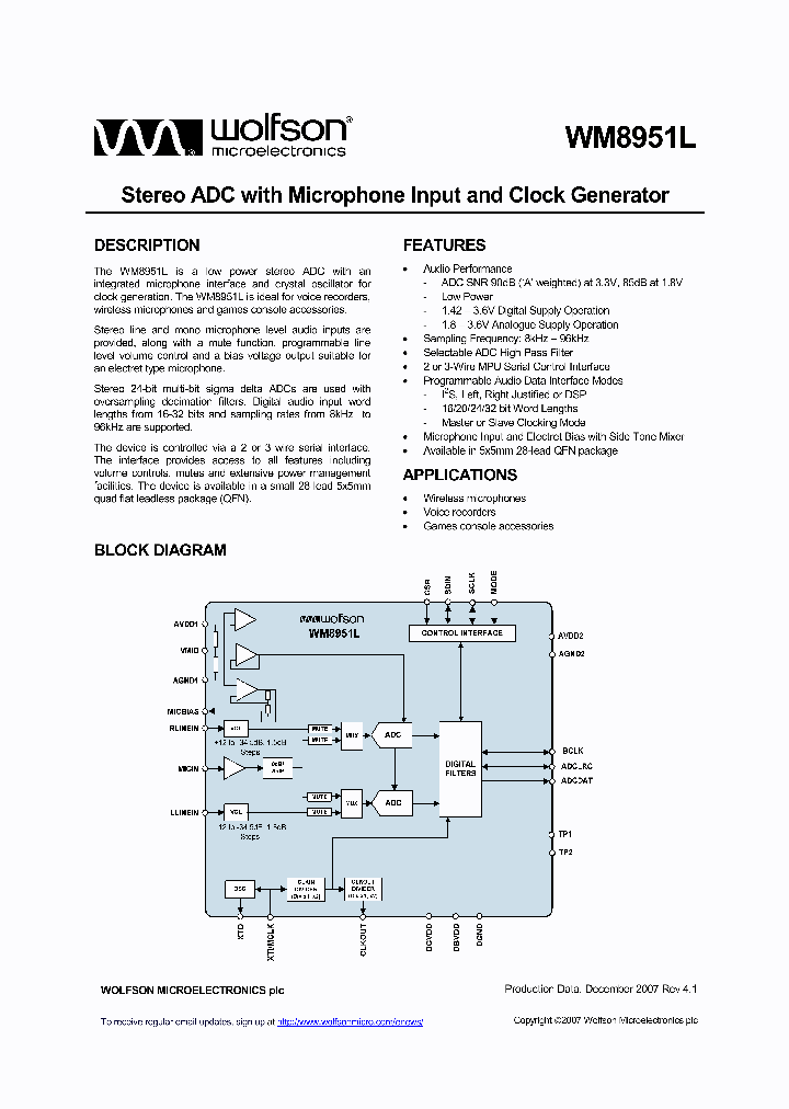 WM8951LGEFLR_3285.PDF Datasheet