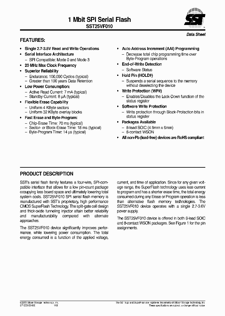 SST25VF01006_9410.PDF Datasheet