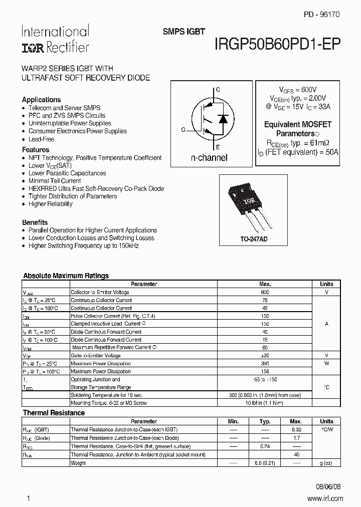 IRGP50B60PD1-EP_18166.PDF Datasheet