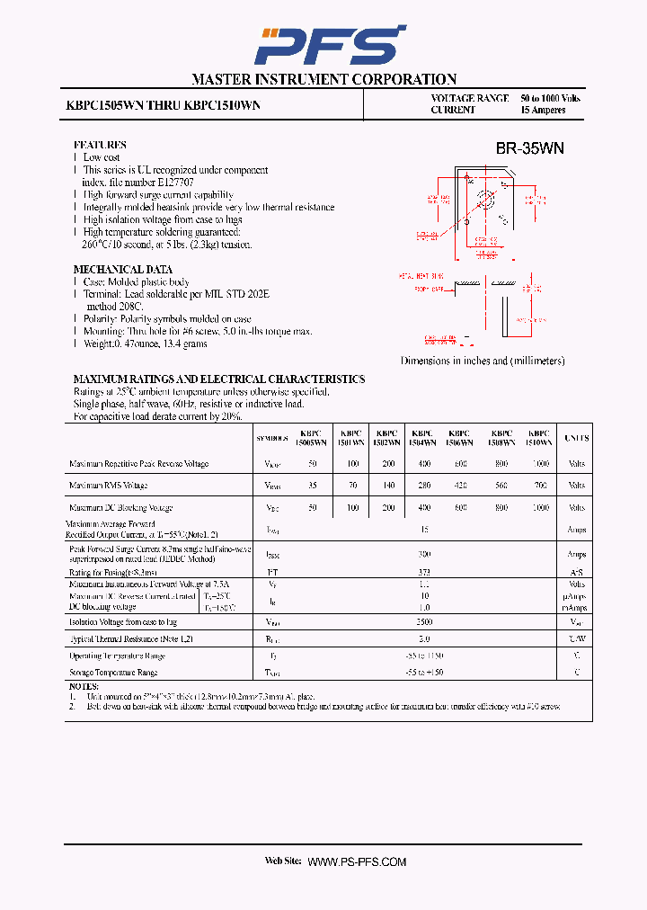 KBPC1502WN_34884.PDF Datasheet