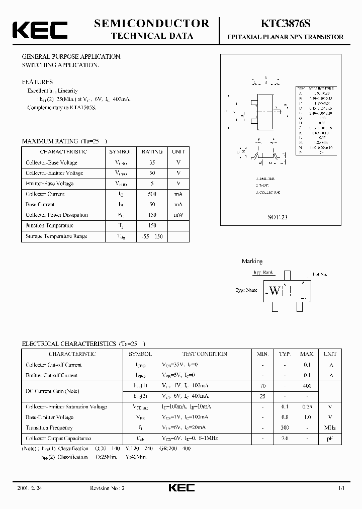 KTC3876S_34984.PDF Datasheet