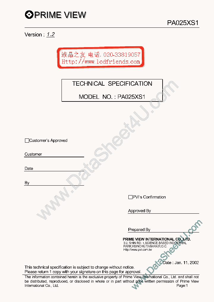 PA025XS_37316.PDF Datasheet