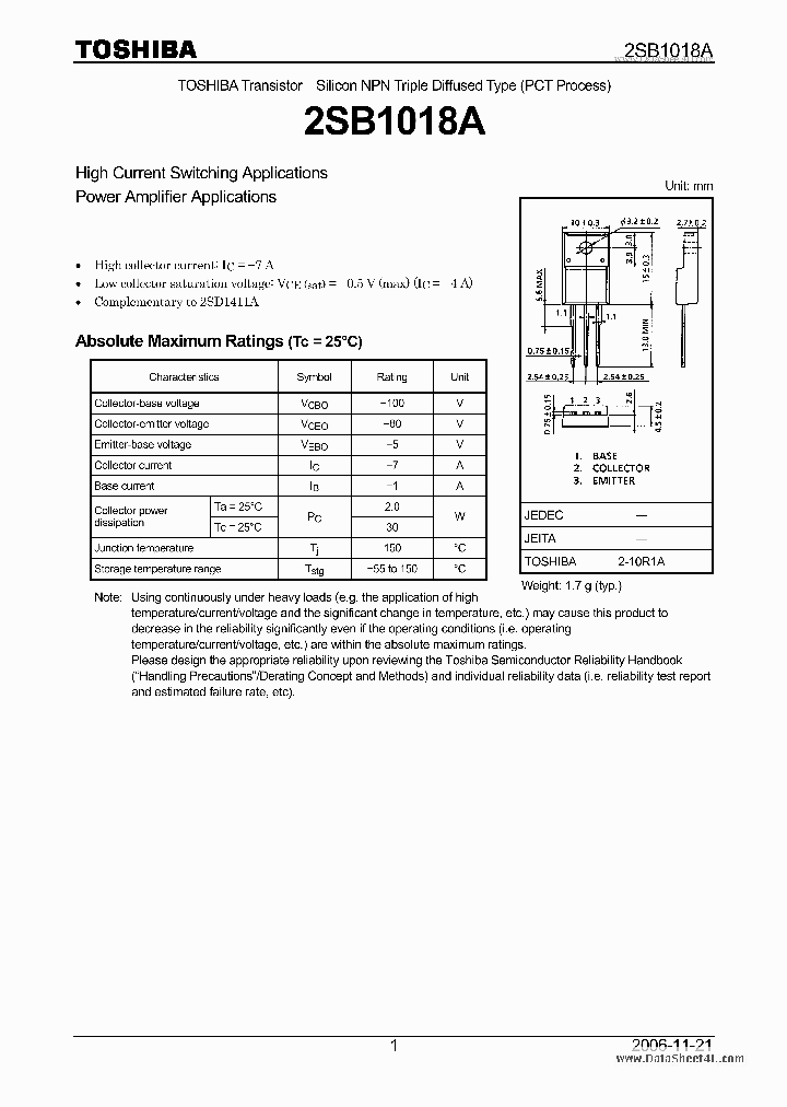 B1018A_37460.PDF Datasheet