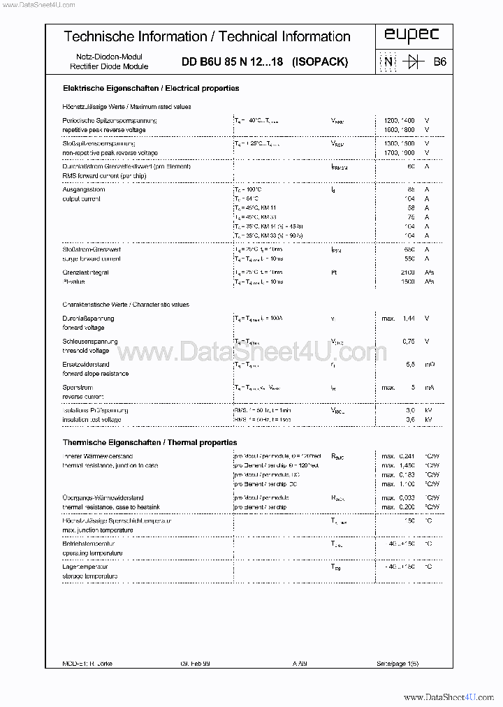 DDB6U85N16_38411.PDF Datasheet