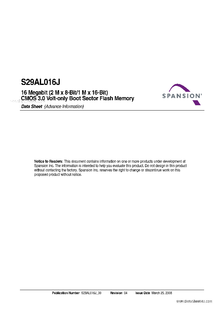 S29AL016J_39587.PDF Datasheet