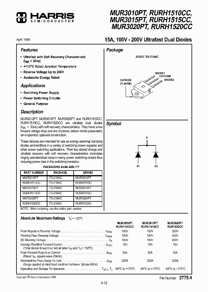 MUR3010PT_40328.PDF Datasheet