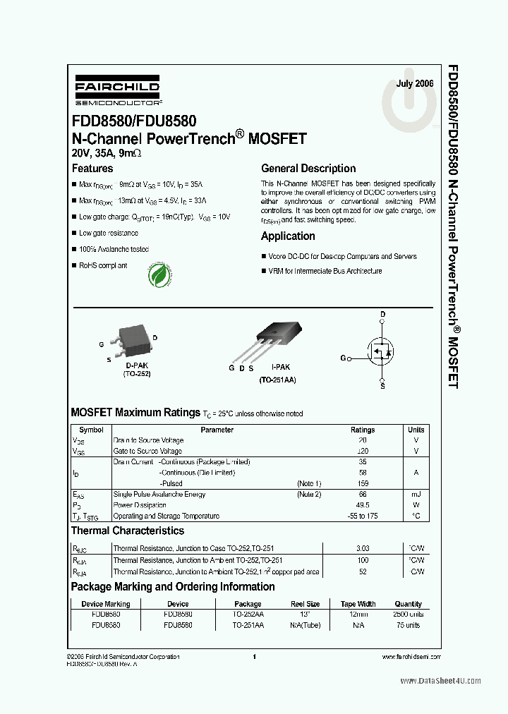 FDD8580_40473.PDF Datasheet