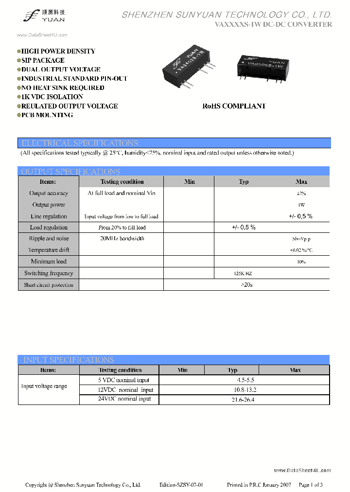 VA05XXS-1W_40524.PDF Datasheet
