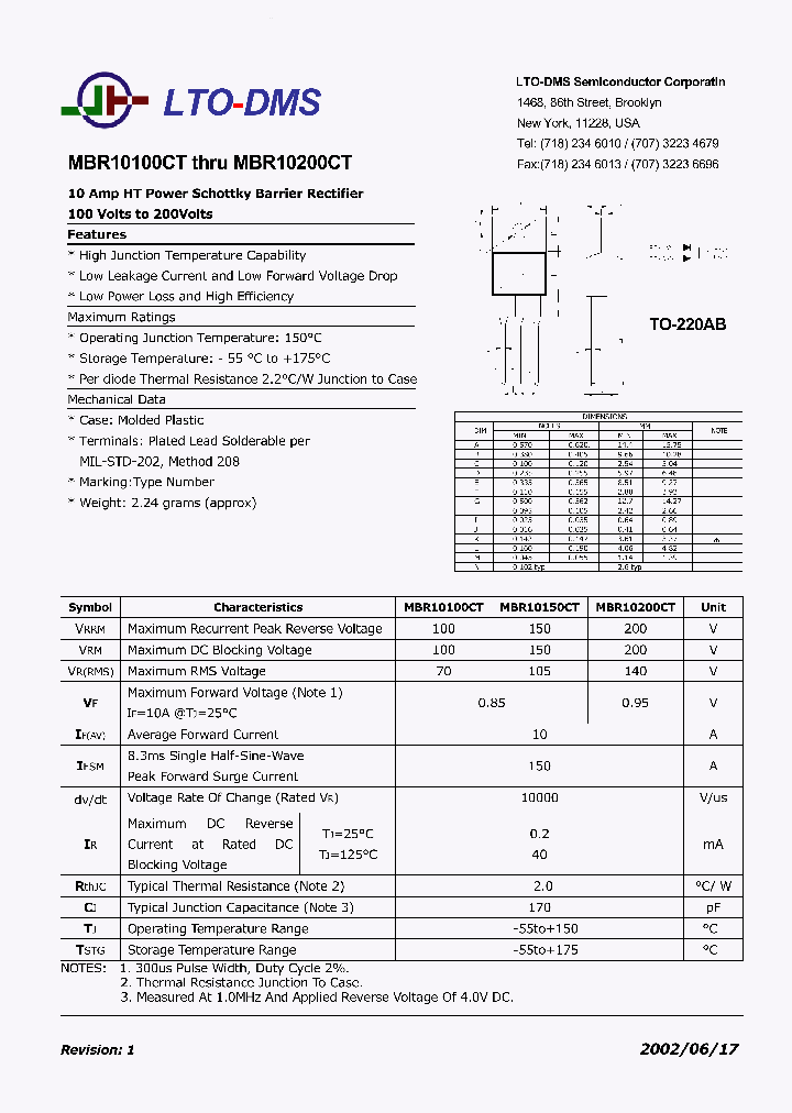 MBR10100CT_41365.PDF Datasheet