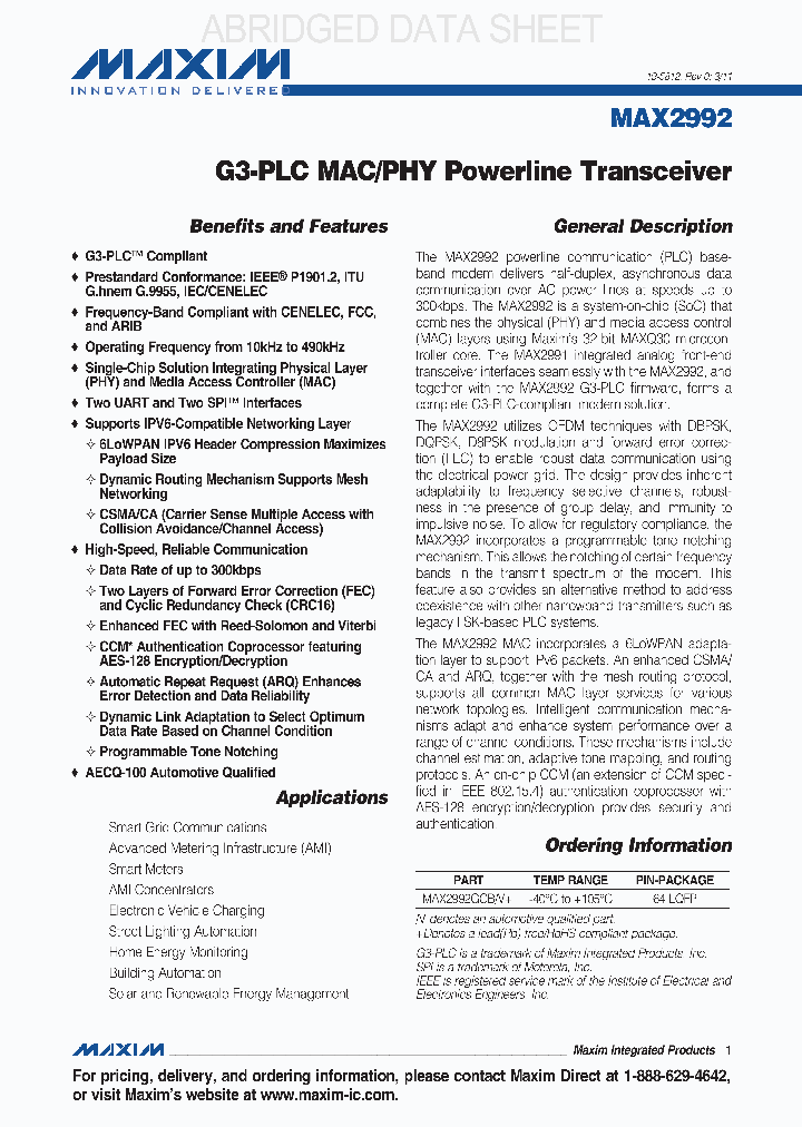 MAX2992GCB_63697.PDF Datasheet