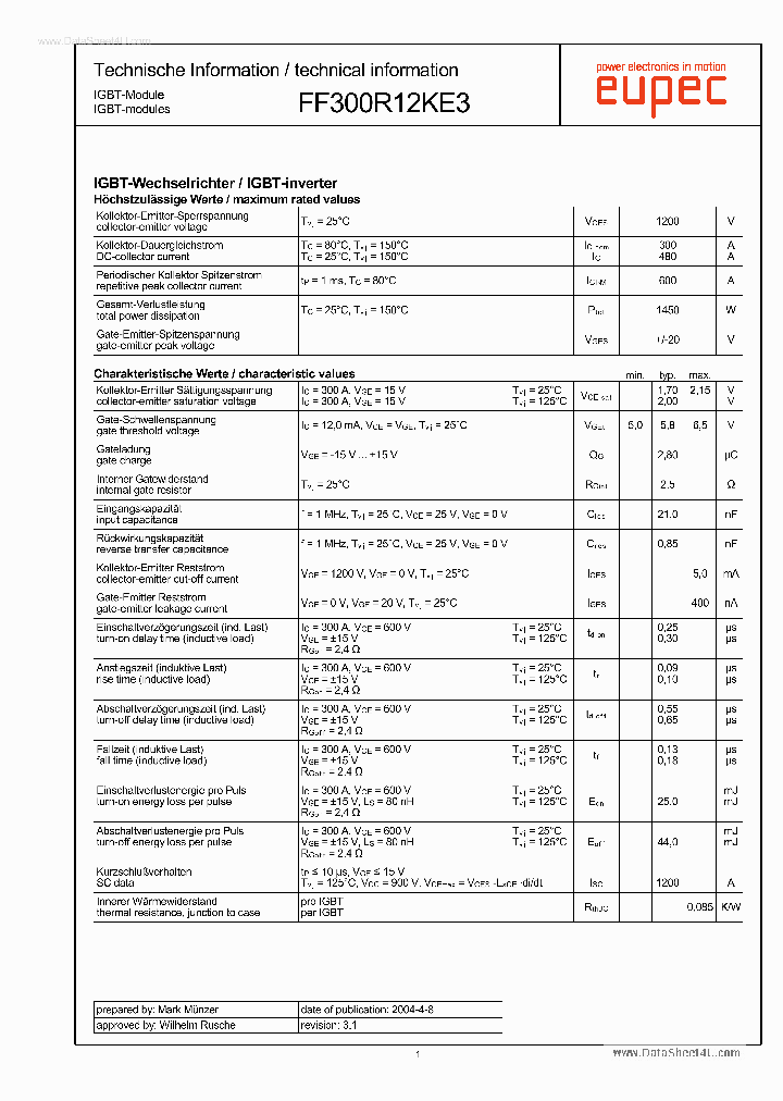 FF300R12KE3_42365.PDF Datasheet