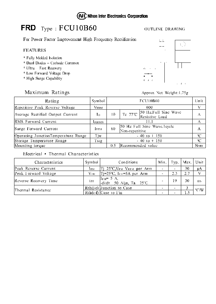 FCU10B60_68350.PDF Datasheet