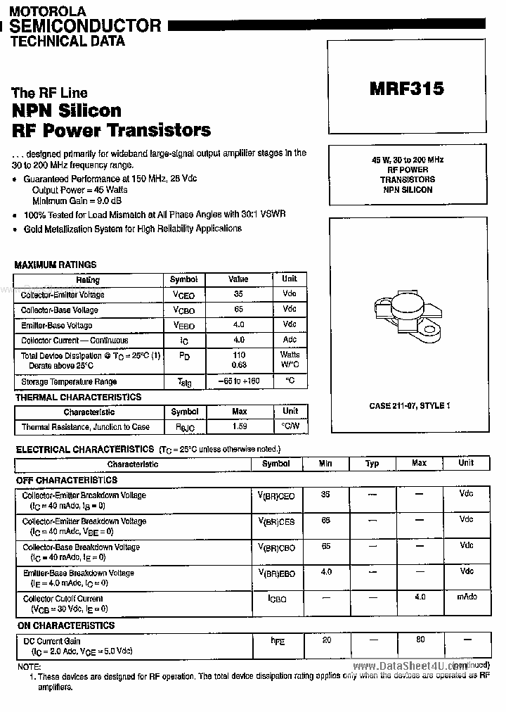MRF315_79241.PDF Datasheet