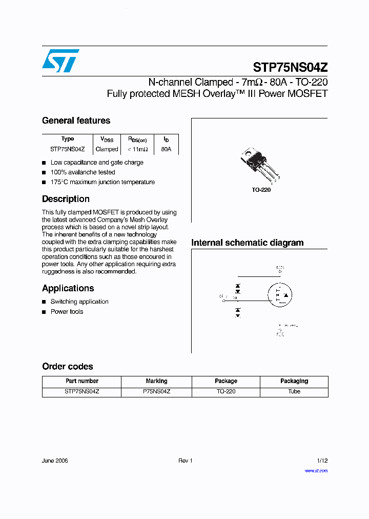 STP75NS04Z_80201.PDF Datasheet