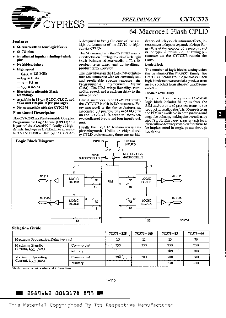 CY7C373-100AC_88282.PDF Datasheet