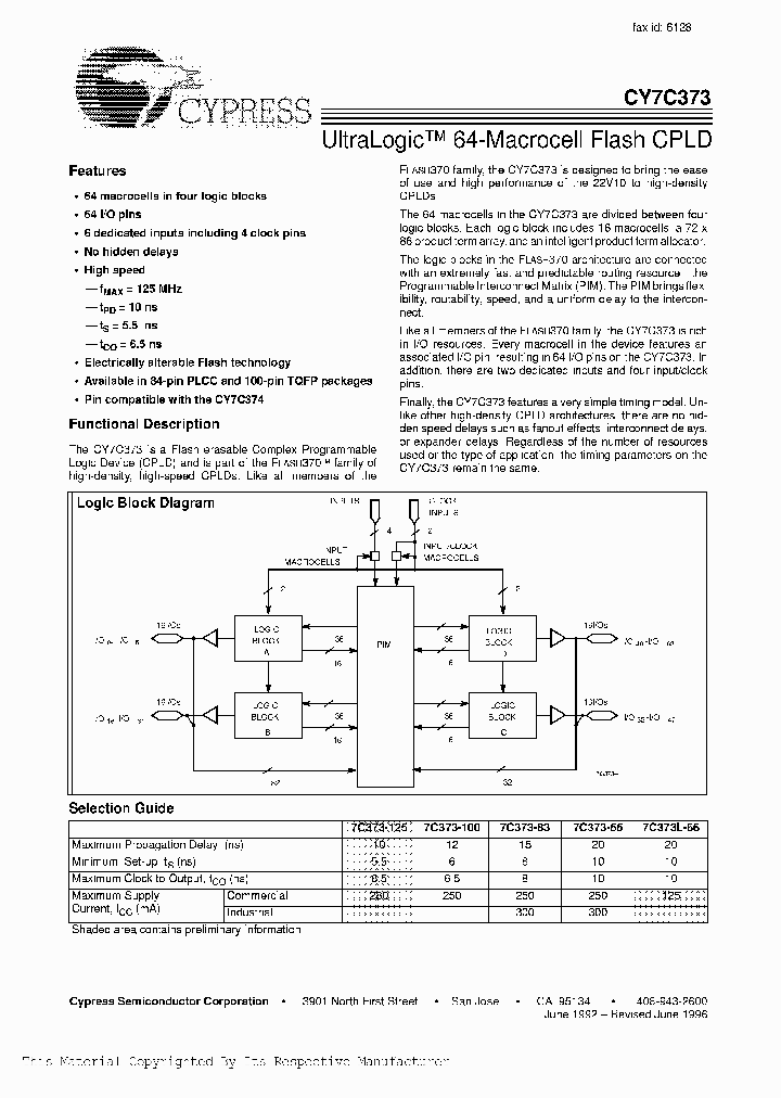 CY7C373-100AC_88283.PDF Datasheet