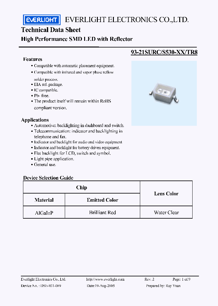 45-21SYGCS530-XXTR8_100070.PDF Datasheet