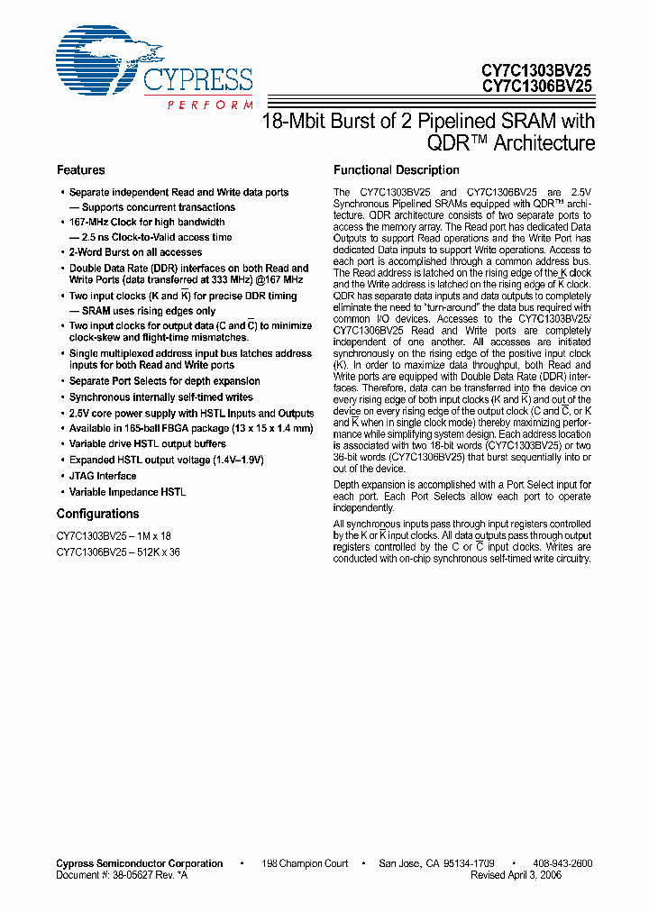 CY7C1303BV25-167BZC_103149.PDF Datasheet