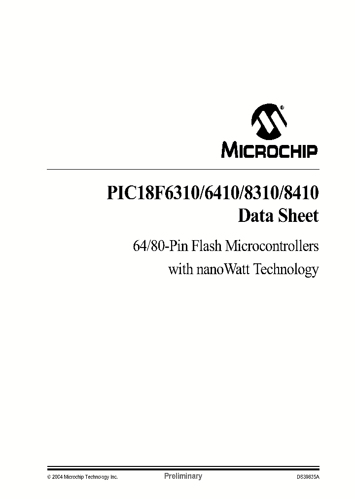 PIC18F6310_108107.PDF Datasheet