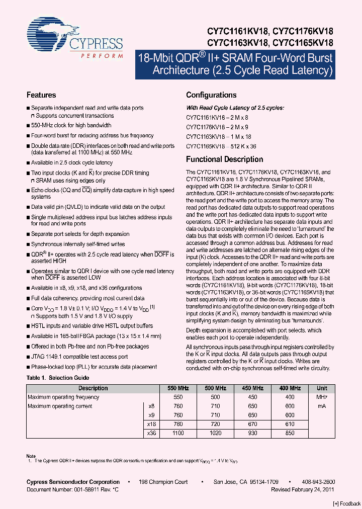 CY7C1165KV18_125645.PDF Datasheet