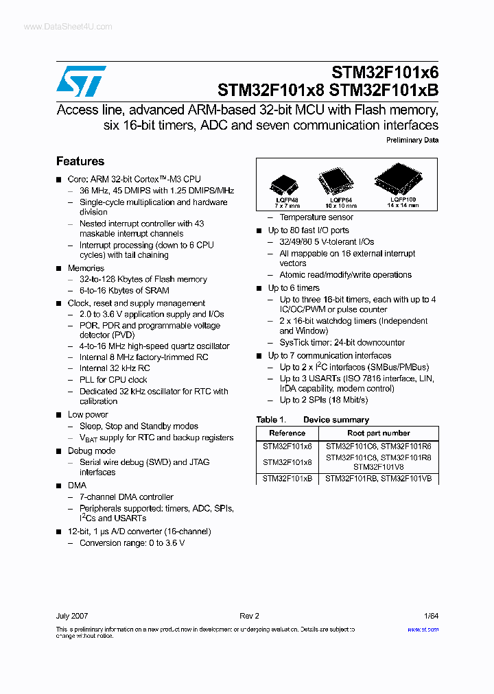 STM32F101X6_133245.PDF Datasheet