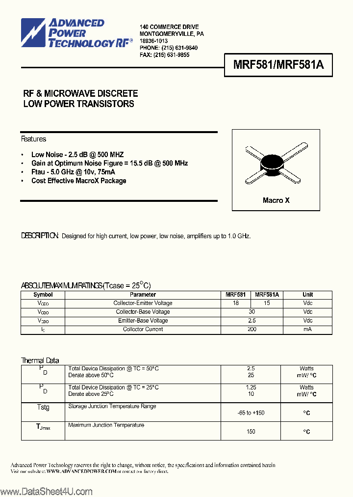 MRF581_133303.PDF Datasheet