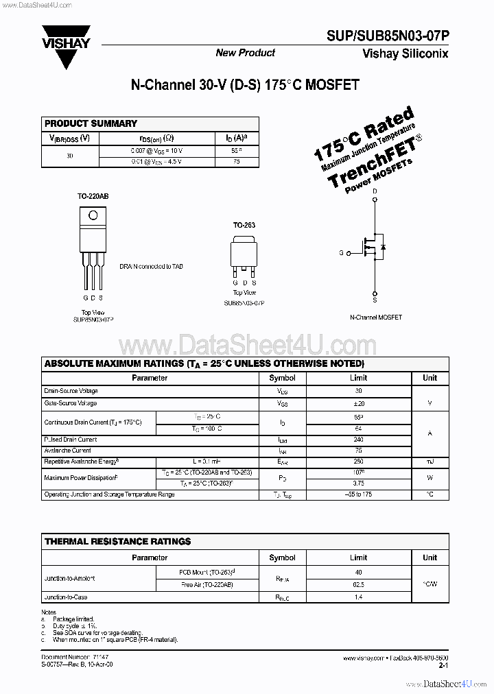 SUB85N03-07P_136041.PDF Datasheet