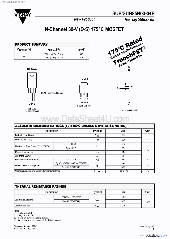 SUB85N03-04P_136040.PDF Datasheet