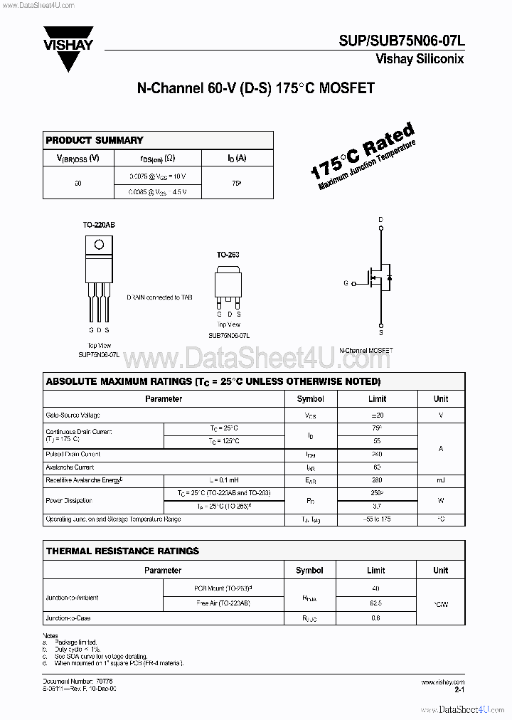 SUB75N06-07L_136030.PDF Datasheet