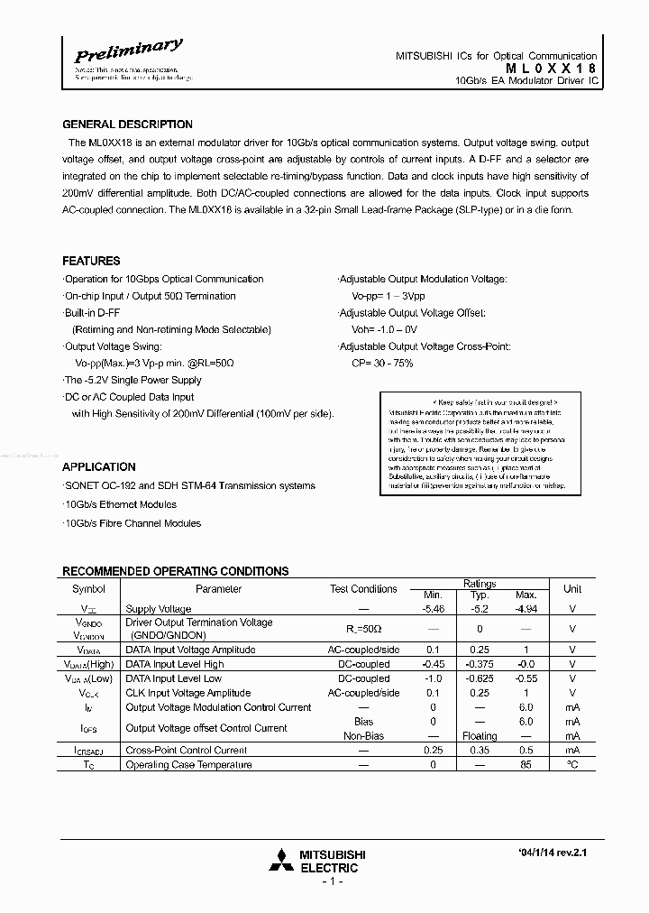 ML01618_138345.PDF Datasheet