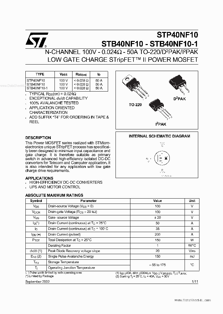 STP40NF10_141057.PDF Datasheet