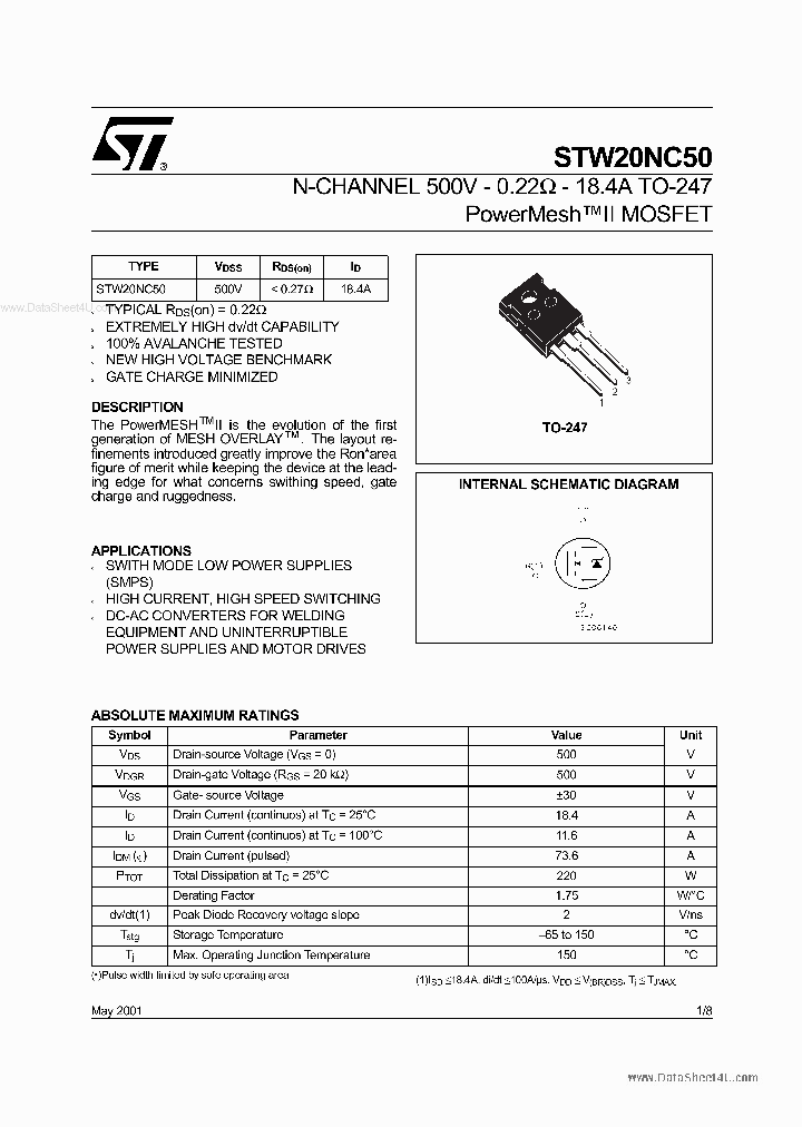 W20NC50_143920.PDF Datasheet