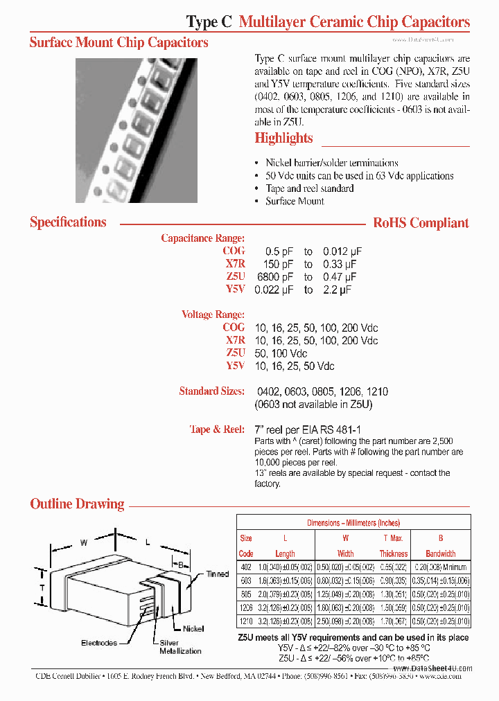 C0805C474K3RAC_144310.PDF Datasheet