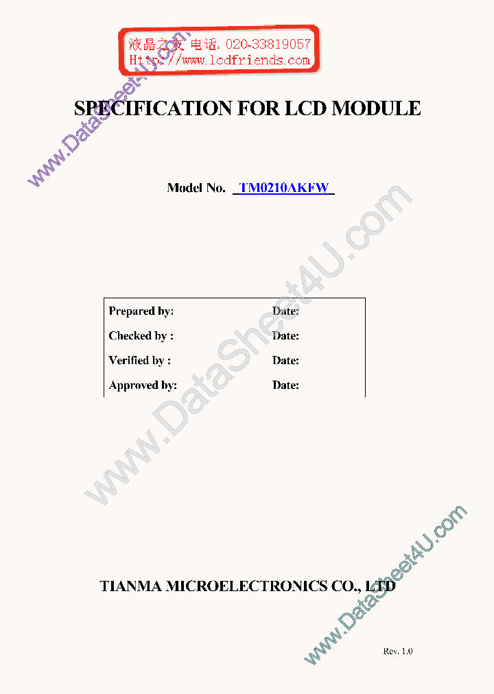 TM0210AKFWSPEC_147878.PDF Datasheet