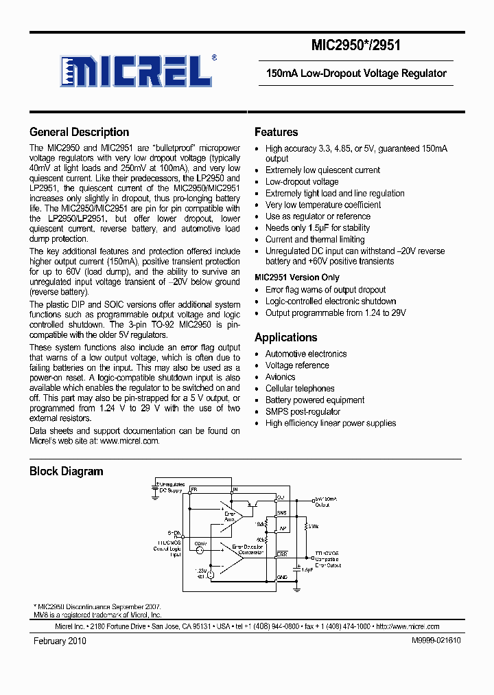 MIC2951-33YM_167353.PDF Datasheet