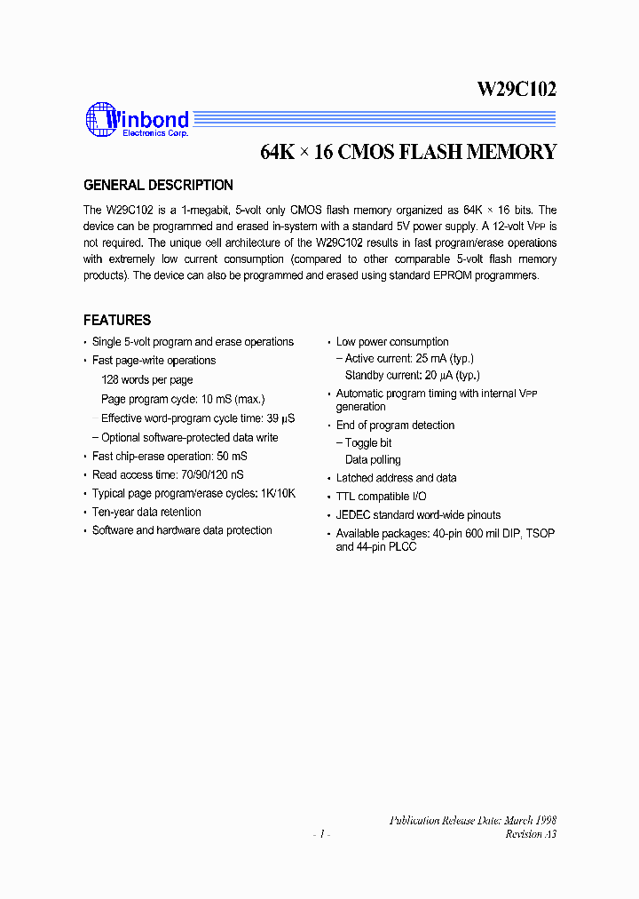 W29C102Q-90B_168506.PDF Datasheet
