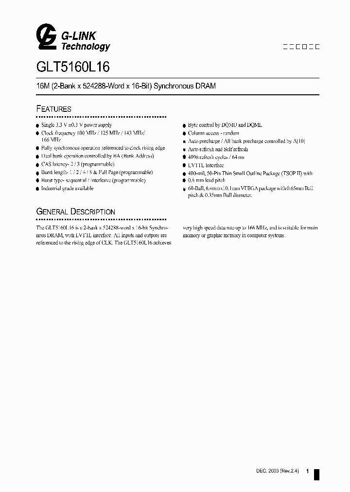 GLT5160L16P-6FJ_169450.PDF Datasheet