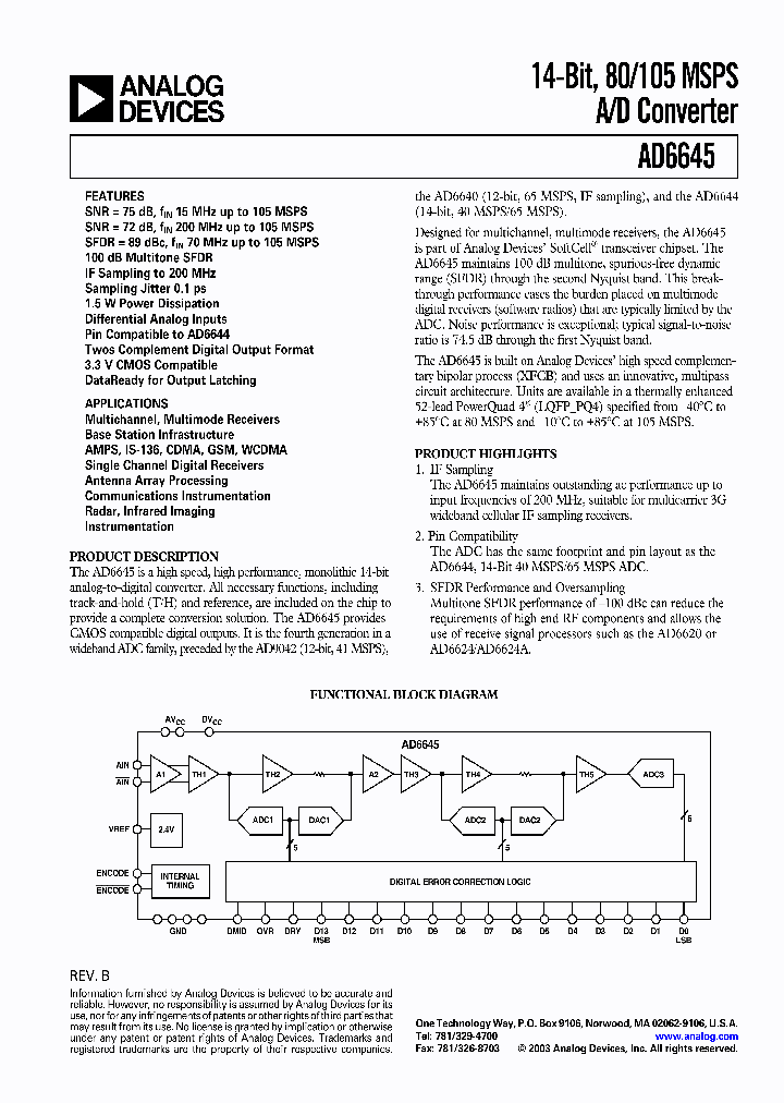 AD6645-105PCB_167035.PDF Datasheet