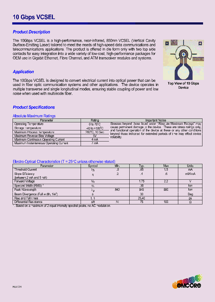 10GBPS-VCSEL_182504.PDF Datasheet