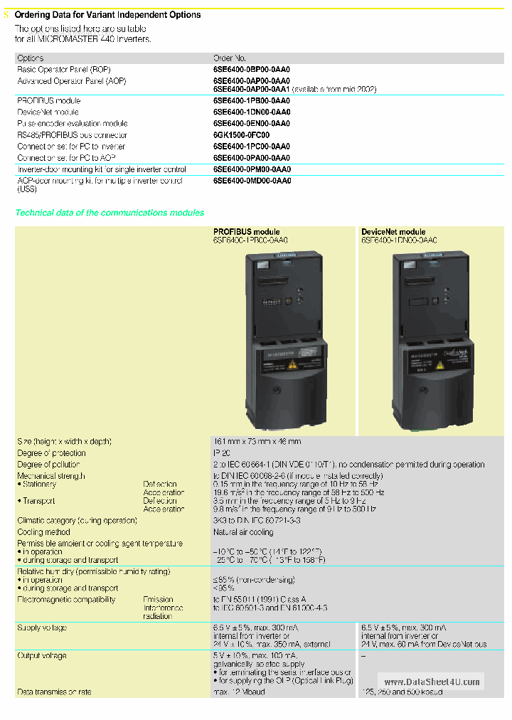 6SE6400-0EN00-0AA0_156400.PDF Datasheet