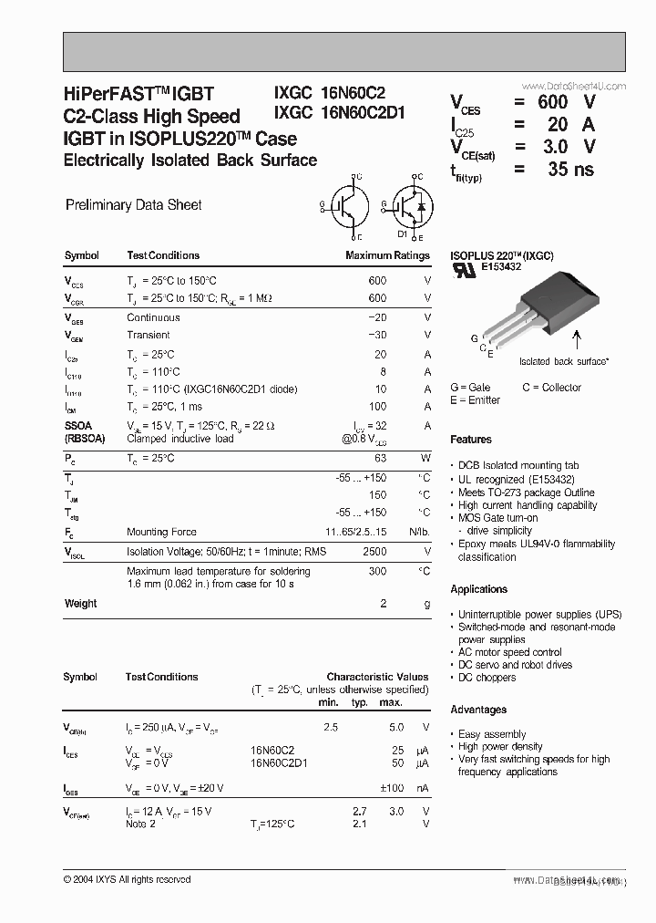 IXGC16N60C2_159376.PDF Datasheet