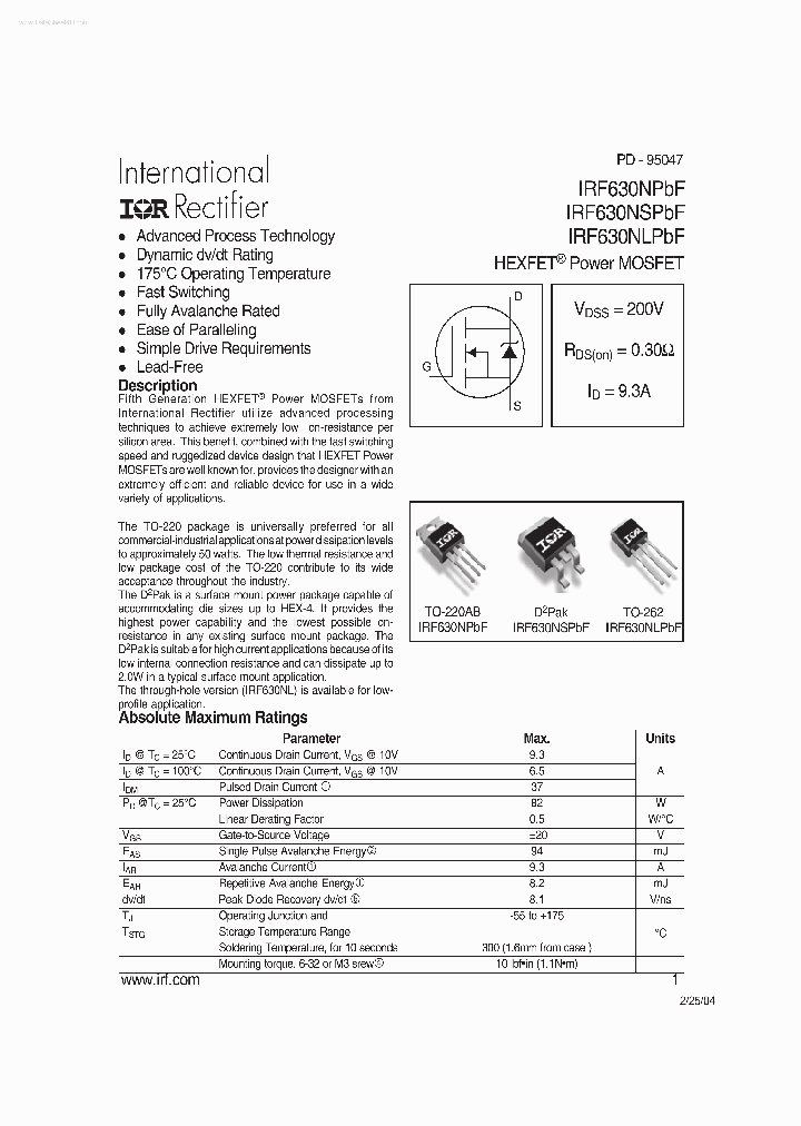 IRF630NLPBF_159646.PDF Datasheet