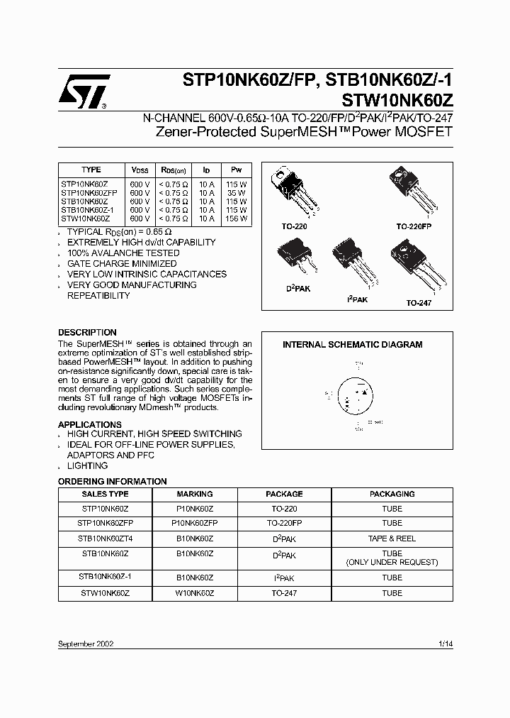 STB10NK60Z_176737.PDF Datasheet